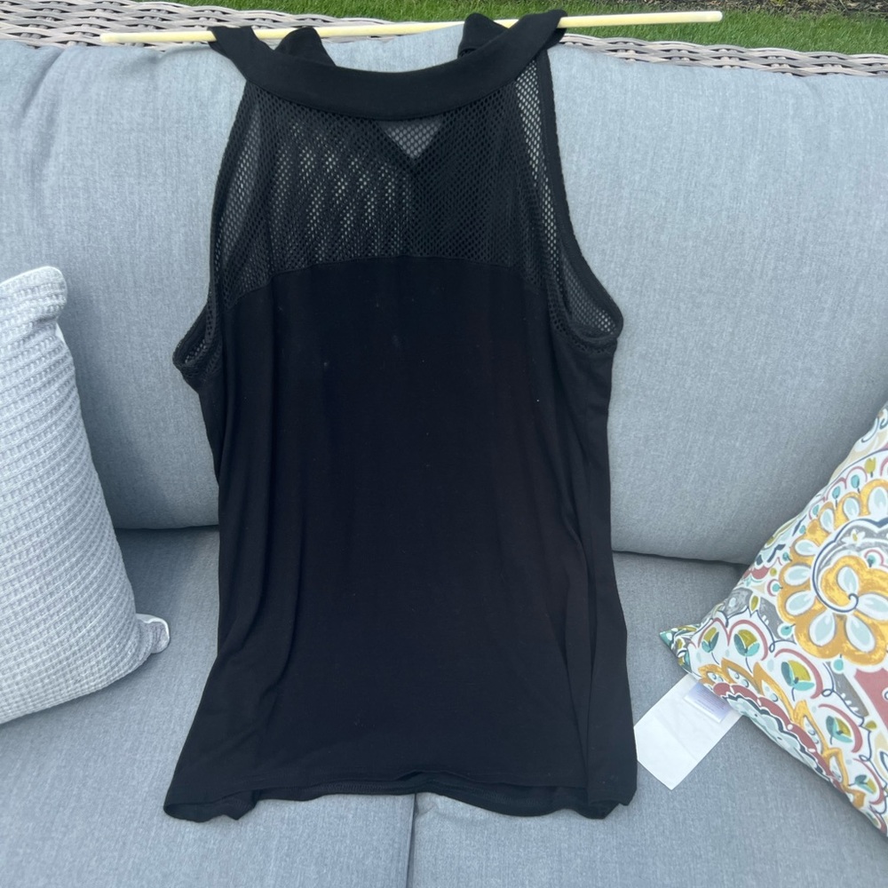 Sexy size L black halter type tank w mesh area up top